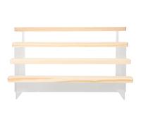 KICHOUSE Présentoir à Objets Artisanaux Étagère Escalier Décorative en Bois et Acrylique à 4 Niveaux , Robuste et Multifonction pour Salon ou Bureau