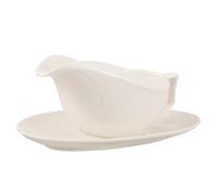 KICHOUSE Saucière en Céramique Blanche 250ml avec Soucoupe, Contrôle Précis de Distribution et Design Anti-débordement pour Restaurants et Réunions Familiales