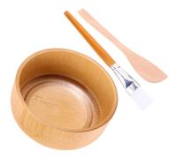 KICHOUSE Set de 3 Outils pour Masque Visage Bol en Bois Pinceau et Couteau Kit Portable pour Soins du Visage