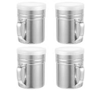 KICHOUSE Set de 4 Bocaux à Épices en Acier Inoxydable Argenté, Résistant et Réutilisable, pour Plan de Travail Cuisine et Activités en Plein Air