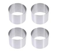 KICHOUSE Set de 4 Moules à Gâteau Ronds en Acier Inoxydable Argenté, Mini Moule à Mousse Facile à Nettoyer et Anti-traces, pour Pâtisserie Maison Délicate