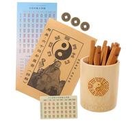 KICHOUSE Set de Bâtons de Divination Chinois avec Seau et Livret Outils de Prédiction Traditionnels pour Pratique de Tai Chi Décoration et Divination