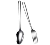 KICHOUSE Set de Couverts à Steak en Acier Inoxydable Argenté, 2 Pièces Réutilisables Faciles à Nettoyer pour Dîners en Famille ou Restaurant