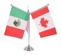 KICHOUSE Set de Drapeaux Miniature Usa Canada Mexique avec Support Métallique de Bureau Porte-drapeaux Compact pour Pupitre Table et Décoration Professionnelle