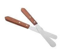 KICHOUSE Spatule à Cire pour Épilation Poignée Bois et Lame Acier Inoxydable Modèle Droit Courbé pour Épilation Professionnelle à Domicile et Institut