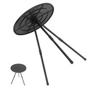 KICHOUSE Tables Pliantes Rondes en ABS avec Structure Renforcée en Acier Carbone, Hauteur Ajustable 42-51 Cm, Facile à Ranger, Idéale pour Barbecues et Extérieur