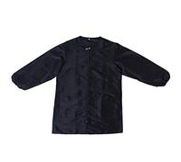 KICHOUSE Tablier pour Coiffeur à Manches Longues Imperméable en Fibre Noire, Design avec Fermeture Éclair Frontale, Confortable et Élégant pour Salon de Beauté