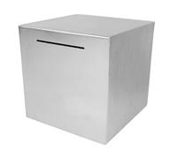 KICHOUSE Tirelire en Acier Inoxydable 20X20X20 CM Incassable Boîte à Économies Sécurisée et Verrouillable Coffre-Fort Métallique pour Dons Bureau et Usage Domestique