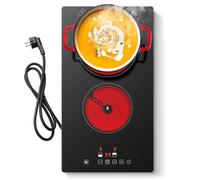 KICHPOWER Plaque Vitrocéramique 2 feux, Plaque de cuisson Electrique 30cm, Commande Tactile, 3000W 9 Niveaux de puissance, Minuterie 1-99 min, Pour toutes les casseroles