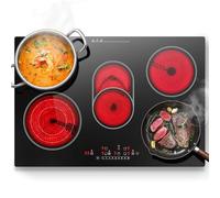 KICHPOWER Plaque Vitrocéramique 5 feux, Plaque de cuisson Electrique Encastrable 77cm, 8500W, 9 Niveaux, Incluant Des Zone Triples et Ovales pour Grillade, Commande Tactile, Pour Toutes Les Casseroles