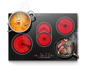 KICHPOWER Plaque Vitrocéramique 5 feux, Plaque de cuisson Electrique Encastrable 77cm, 8500W, 9 Niveaux, Incluant Des Zone Triples et Ovales pour Grillade, Commande Tactile, Pour Toutes Les Casseroles
