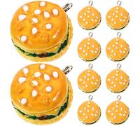Kichvoe 10pcs Charmes en Résine Hamburger Jaune, Accessoires Créatifs et Portables pour Décoration de Paquet et Valises, Design Stylé et Résistant la Déformation