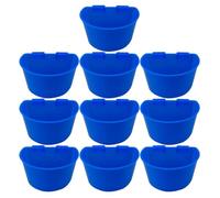 Kichvoe 10pcs Gobelets Suspendus en Plastique Bleu pour Pigeons, Mangeoire Légère et Facile à Fixer Semi-Circulaire, pour Bol de Nourriture et Eau en Cage
