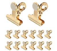 Kichvoe 15 Clips MagnéTiques De Bureau en Acier Inoxydable Doré Lot de Pince MagnéTique Frigo pour Photos Notes Tickets Et Messages sur RéFrigéRateur Tableau Blanc Armoire