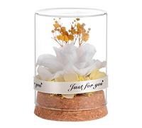 Kichvoe 1pièce Rose Éternelle Verre Créatif avec Cloche De Noël Et Saint-Valentin pour Femme Décoration Élégante Fleurs Simulées avec Base