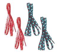 Kichvoe 2 Paires Lacets Plats de Noël pour Chaussures et Baskets, Multifonctionnels en Polyester Résistants Rupture, Design Unique Festif pour Présents D'hiver