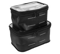 Kichvoe 2 Pièces Boîte à Pêche Poignée et Compartiments, EVA Noir | Rangement pour Hameçons et Bobines, Grosse Capacité, Usage Bord de Mer, Style Moderne et Discret