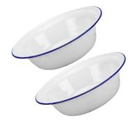 Kichvoe 2 Pièces Bol Émail de Bols de Cuisine Ronds Émail Servir pour Fruits Légumes et Soupe Blanc et Facile à Nettoyer