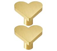 Kichvoe 2pcs Boutons de Cœur en Laiton pour Commode et Poignées de Placard, Finition Or Élégante, Usage Polyvalent Cuisine et Toute Pièce Maison