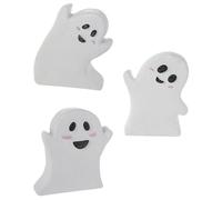 Kichvoe 3 Pièces Panneau Spectre d'halloween en Bois Blanc, Décoration de Table Compacte et Créative pour Fête d'halloween, Ambiance Effrayante et Originale