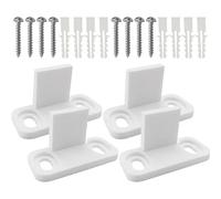 Kichvoe 4 Ensembles Lot de Sets de Guides de Sol en Plastique Blanc pour Porte Coulissante Type Grange, Butée Inférieure Résistante et Adaptée pour Porte Simple ou Double