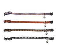 Kichvoe 4 Pièces Collier pour Animaux Halloween avec Cloche Kit de Colliers pour Chaton et Chiot Ajustable et Élastique Motifs Araignée Crâne Bonbon et Citrouille