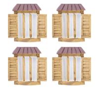 Kichvoe 4 Pièces Mini Fenêtre Décorative Vintage en Résine Miniature | Ornement Marron, Usage Jardin et Souche D’arbre, Style Rétro, pour Micro-paysage Extérieur
