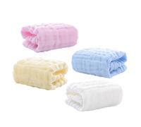 Kichvoe 4 Serviettes en Coton Multi-couches pour Bébé, Lot Réutilisable Compatible Sèche-linge, Serviettes Visage et Salive, Destinées aux -nés, pour Occasions Spéciales