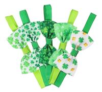 Kichvoe 5 Pièces Colliers pour Chiens et Chats St Patrick's Day avec Nœud Ajustable Lot d'Accessoires Festifs Trèfle pour Animaux de Compagnie
