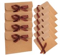 Kichvoe 50 Pochettes de CD en Papier Kraft Vintage avec Nœud, Enveloppes Élégantes Couleur Café, Multifonctionnelles pour Occasions Spéciales et Mariages