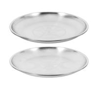 Kichvoe Assiette Décorative Ronde Argenté en Fer, Lot de 2
