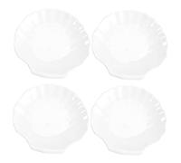 Kichvoe Assiettes Coquilles Réutilisables Blanches en Plastique 4 Pièces