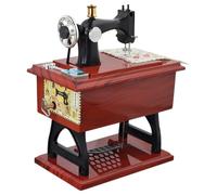 Kichvoe Boîte à Musique Forme Machine à Coudre Marron en Plastique Rétro Décorative sans Pile pour Chambre et Bureau Anniversaire