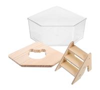 Kichvoe Boîte en Pet Polyvalente avec Rampe pour Hamster et Gerbille Coffret Bain de Sable Servant de Toilette et Bain, Facile à Ranger, 1 Set Pratique pour Petits Animaux