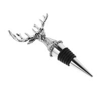 Kichvoe Bouchon de Bouteille en Alliage Argenté Tête de Cerf, Bouchon de Bouteille Créatif et Pratique, Joint Torique en Caoutchouc, pour Conservation Vin et Boissons Pétillantes,