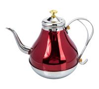 Kichvoe Bouilloire Inox 1,2l avec Filtre Fin, Théière Résistante la Chaleur Rouge, Marmite pour Maison et Bureau, Cafetière avec Passoire Acier Inoxydable, Théière de Voyage Pratique