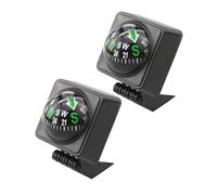 Kichvoe Boussole de Tableau de Bord Voiture 2pcs Noire en Abs Verre Auto-adhésive, Accessoire Indispensable pour Navigation et Voyage en Extérieur