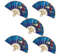 Kichvoe Breloques Créatives en Alliage de Zinc Style Éventail Chinois Antique 5pcs pour Accessoires Cheveux DIY Décoratifs