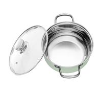 Kichvoe Casserole en Acier Inoxydable 24 Cm avec Double Poignée, Marmite à Soupe Épaisse Compatible Induction et Gaz, Grand Faitout Cuisine Vert pour Cuisson Familiale et Professionnelle