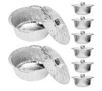 Kichvoe Casseroles Rondes avec Couvercles Jetables en Aluminium Lot de 8 Légères et Portables, Capacité 2000ml, Cuisine en Plein Air et Vacances