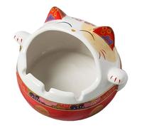 Kichvoe Cendrier Décoratif de Chat en Céramique pour Rouge Fonction de Stockage de Ornement de Bureau Maison Collection Personnelle
