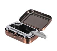 Kichvoe Cendrier Portable en Métal avec Couvercle, Petit Modèle Rectangulaire Couleur Cuivre Antique, Cendrier de Poche Pratique pour Camping, Voiture et Usage Intérieur Extérieur,
