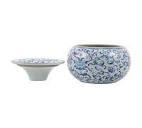 Kichvoe Cendrier Résistant à Haute Température et Coupe-Vent en Céramique Vintage Chinois Bleu D'entonnoir pour Cigarettes sur Bureau Intérieur