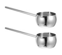 Kichvoe Chauffe-lait en acier inoxydable 2 pièces : mini-friteuse, casserole de cuisson avec double bec verseur pour sauce, beurre, bonbons, chocolat, 300 ml
