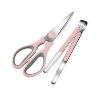 Kichvoe Ciseaux Cuisine Multifonction en Acier Inoxydable Pince à Barbecue Rose, Ensemble 2 Pièces Antidérapant pour Barbecue Domestique, Découpe Poulet et Cuisson en Extérieur
