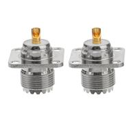 Kichvoe Connecteur Coaxial UHF 50ohm à Bride 4 Trous en Laiton et PVC, Rallonge de Câble 2pcs, Facile à Installer pour Antenne Mobile et Montage Panneau