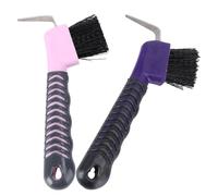 Kichvoe Cure-pieds pour Chevaux 2 Pièces Brosse Intégrée, Outil de Toilettage Sabots Résistant Antirouille, Poignée Souple Confortable, Nettoyage Boue et Saleté des Couleur Aléatoire