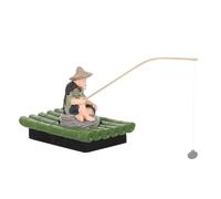 Kichvoe Décoration Flottante pour Aquarium, décor de pêcheur avec Mini Canne à pêche réaliste, Distributeur de Nourriture pour Poissons, Petit Jouet pour Poissons d'aquarium