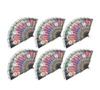 Kichvoe Dentelle de Fleur Espagnole Éventail Pliant Léger, 6 Pièces | Cadre Noir Robuste, Ouverture Fluide, Style Vintage Raffiné, pour Fêtes Rétro, Danse, Mariage, Déco Murale