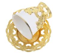 Kichvoe Ensemble de 1 Tasse à Café Turque Vintage 80ml en Alliage D'aluminium Or avec Soucoupe, Design Embossé, Facile à Nettoyer, Élégant pour Espresso et Cappuccino